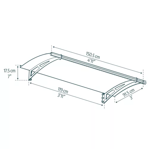 Palram Aquila 1500 bejárati előtető 150x90 cm – bővíthető, polikarbonát ajtó fölé, antracit