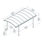 Palram Canopia Vitoria 5000 fedett kocsibeálló 5,01x2,91 m, négy oszlopon, 233 cm belmagasság
