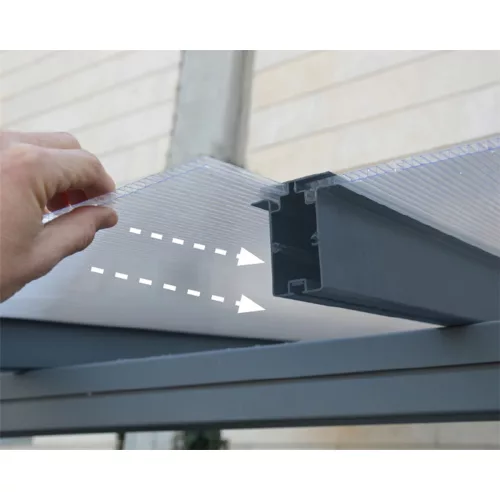 Palram Canopia Sierra 4200 pergola teraszfedő 3x4,25 m, antracit, világos polikarbonát tetővel