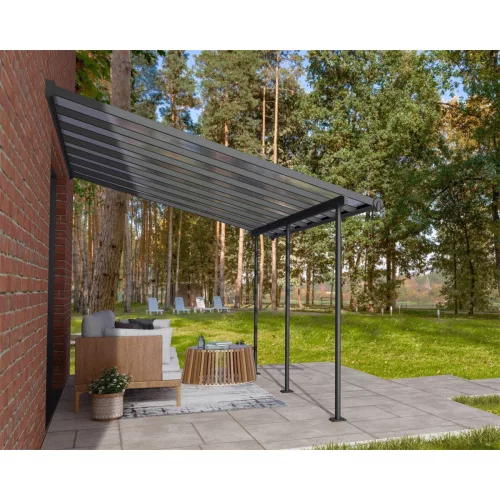 Palram Canopia Sierra 4200 pergola teraszfedő 3x4,25 m, antracit, világos polikarbonát tetővel