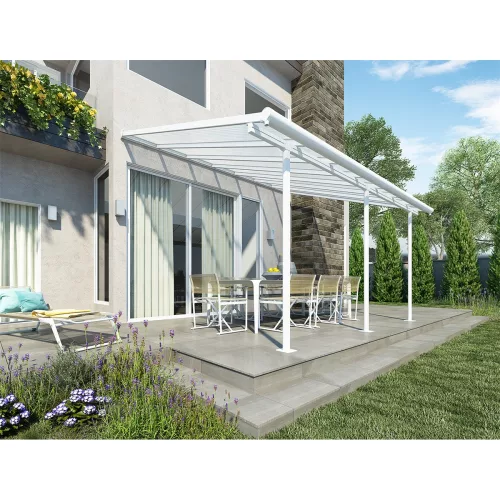 Palram Canopia Sierra 4200 pergola teraszfedő 3x4,25 m, fehér, világos polikarbonát tetővel