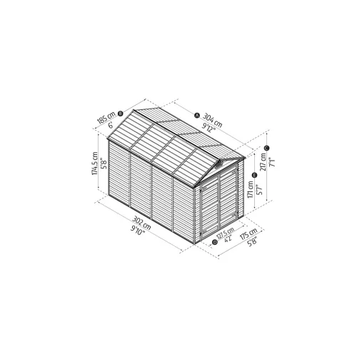 Palram Canopia Skylight 6x10 kerti tároló ház barna, 10,6 m³, polikarbonát, padlóval