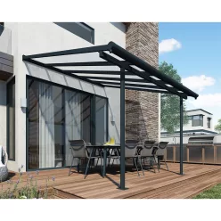  Palram Canopia Sierra 3000 pergola teraszfedő 3x3 m, antracit, világos polikarbonát tetővel