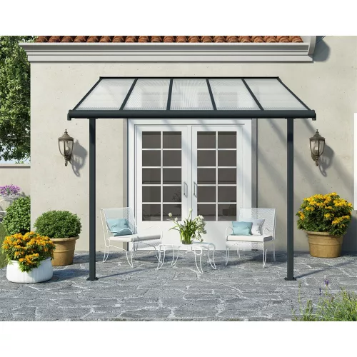 Palram Canopia Sierra 3000 pergola teraszfedő 3x3 m, antracit, világos polikarbonát tetővel