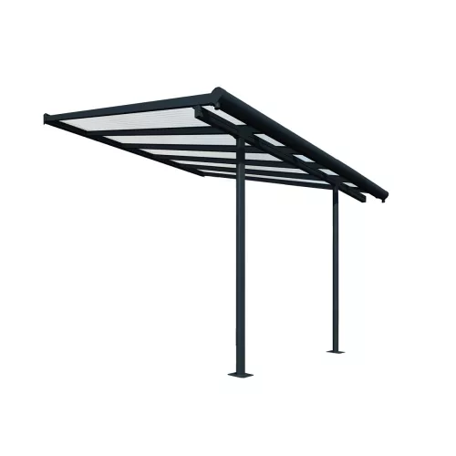 Palram Canopia Sierra 3000 pergola teraszfedő 3x3 m, antracit, világos polikarbonát tetővel