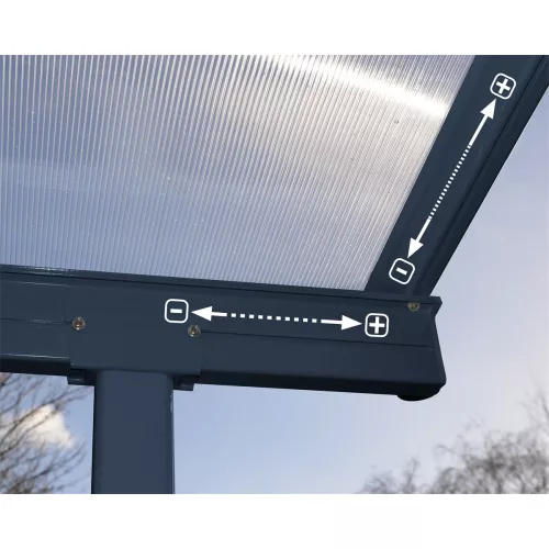 Palram Canopia Sierra 3000 pergola teraszfedő 3x3 m, antracit, világos polikarbonát tetővel