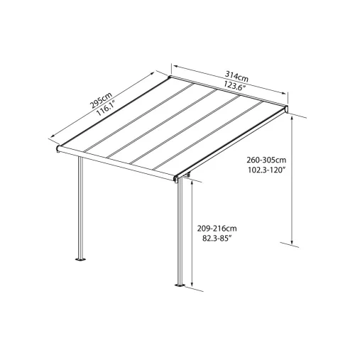 Palram Canopia Sierra 3000 alumínium pergola 3x3 m, polikarbonát tetővel, fehér