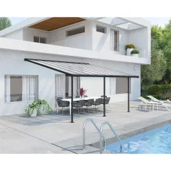   Palram Canopia Sierra 5400 pergola teraszfedő 3x5,46 m, antracit, világos polikarbonát tetővel