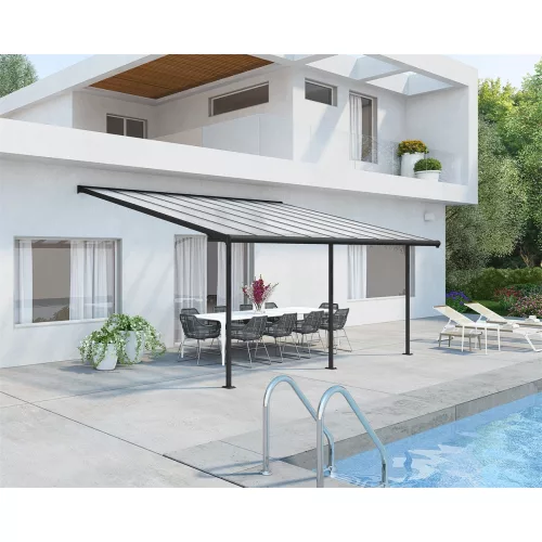 Palram Canopia Sierra 5400 pergola teraszfedő 3x5,46 m, antracit, világos polikarbonát tetővel
