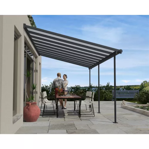 Palram Canopia Sierra 5400 pergola teraszfedő 3x5,46 m, antracit, világos polikarbonát tetővel