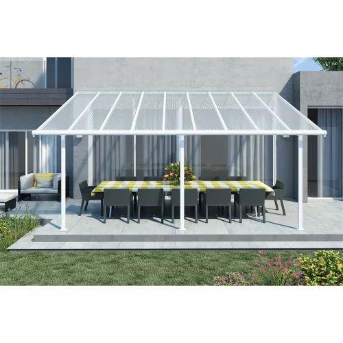 Palram Canopia Sierra 5400 pergola teraszfedő 3x5,46 m, fehér, világos polikarbonát tetővel