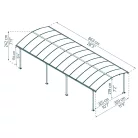 Palram Canopia Arcadia 8500 fedett kocsibeálló 8,58x3,59 m, 30,8 m², két autóhoz, antracit