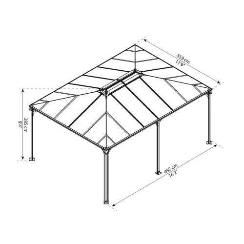 Palram Canopia Martinique 5000 kerti pavilon 492x359 cm, 13 m², antracit, polikarbonát tetővel
