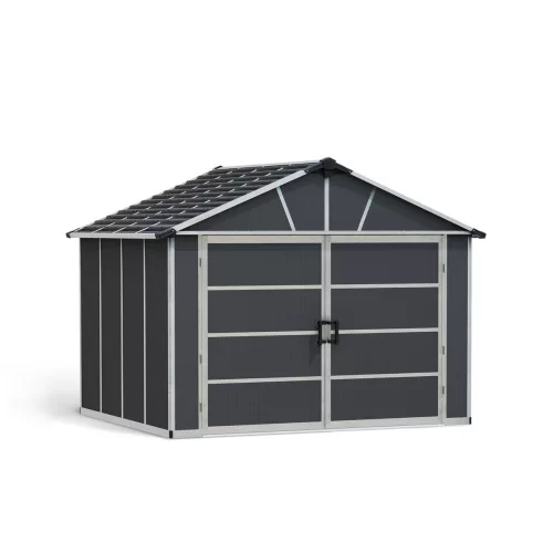 Palram Canopia Yukon 11x9 kerti tároló ház antracit, 16,3 m³, bővíthető, 148 cm dupla ajtóval