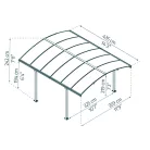 Palram Canopia Arcadia 4300 fedett kocsibeálló 4,30x3,59 m, 15,4 m², egy autóhoz, antracit
