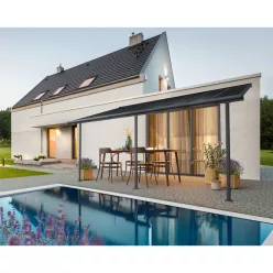   Palram Canopia Capri 5400 pergola teraszfedő 3x5,46 m, antracit, szürke polikarbonát tetővel