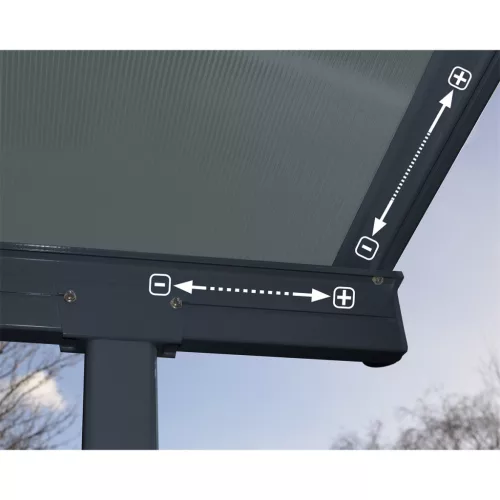Palram Canopia Capri 5400 pergola teraszfedő 3x5,46 m, antracit, szürke polikarbonát tetővel