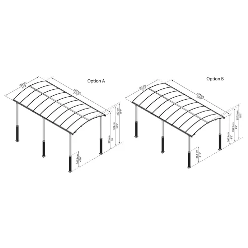 Palram Canopia Arcadia Alpine Kit magasító láb 2 db – lakóautóhoz, 352 cm állómagasságig