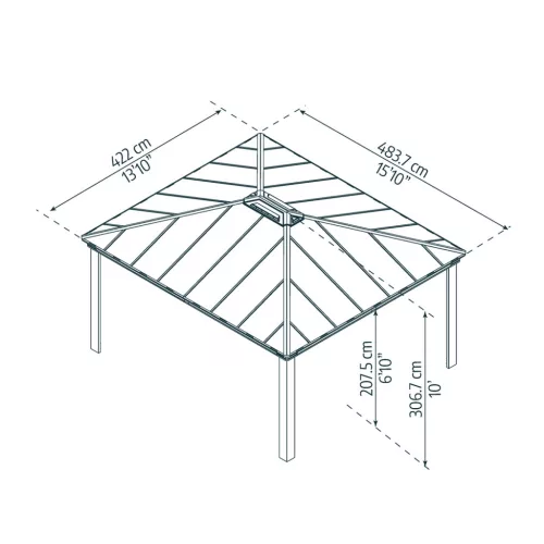 Palram Canopia Dallas 14x16 alumínium kerti pavilon 20,4 m², polikarbonát tetővel