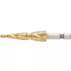   MTX 4-12mm HEX lépcsősfúró csavart horony, 2 éllel hatszög befogással TIN