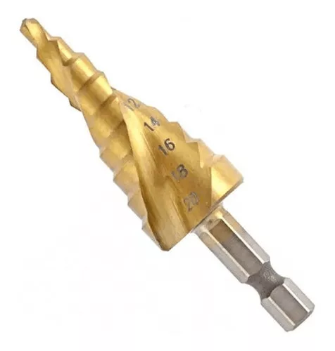 MTX 4-20mm HEX lépcsősfúró csavart horony, 2 éllel hatszög befogással TIN