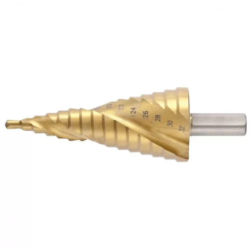 MTX 4-32mm lépcsősfúró csavart horony, 2 éllel háromszög befogással TIN