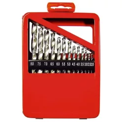   MTX 19db HSS fémfúró készlet 1–10 mm hengeres szárú fém kazettában