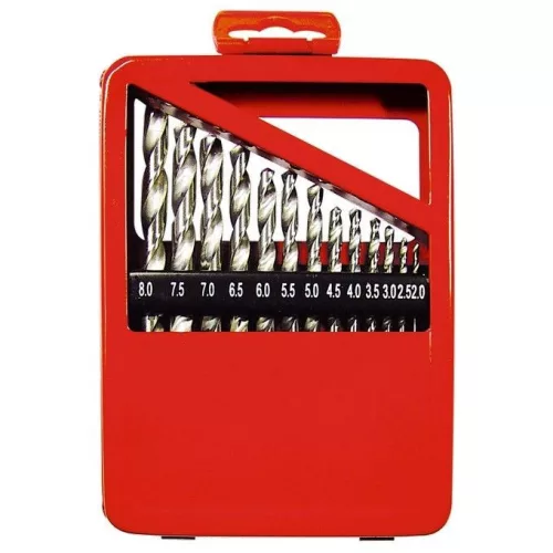 MTX 19db HSS fémfúró készlet 1–10 mm hengeres szárú fém kazettában