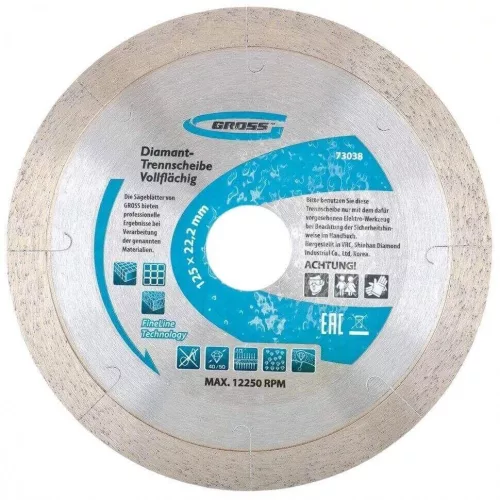 GROSS 115 x 22.2mm folyamatos gyémánt fűrészlap lézeres átlátható vágónyílással Professional