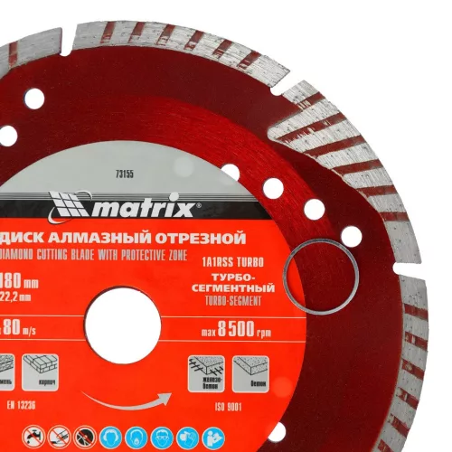 MTX 180 mm M 14 horonymaró tárcsa szegmentált pengével, védőzónákkal, beton, vasbeton vágásra Professional