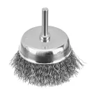 DENZEL 5db-os INOX drótkorong készlet fúróba, kreppelt, kefekorong+csésze+lapos, 0,3 mm szálvastagság