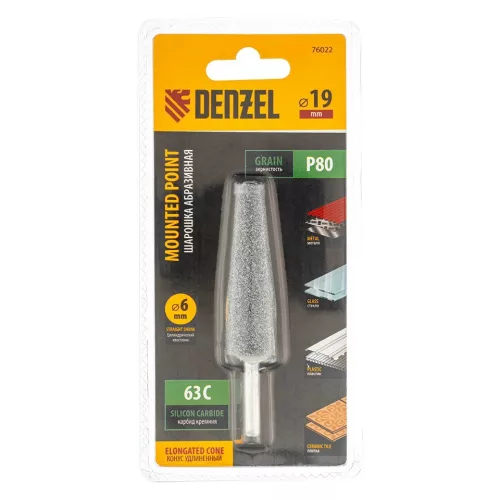 DENZEL 19x60mm 63C hosszúkás kúp csiszolókő fúróhoz (PShM) 6mm szár