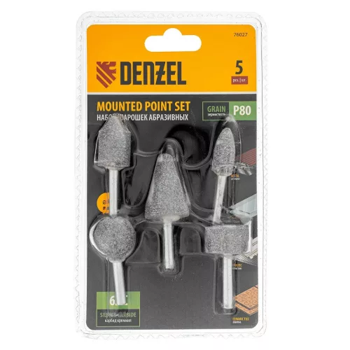 DENZEL 5 db-os csiszolófej készlet (PShM) fúrógéphez, szár 6mm