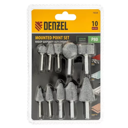 DENZEL 10 db-os csiszolófej készlet (PShM) fúrógéphez, szár 6mm