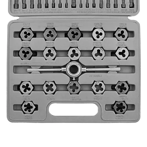 SPARTA 40 részes menetfúró és menetvágó szett M3-M12 metsző-vágó fej kofferben