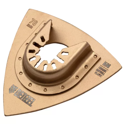 DENZEL 78 mm delta MFI/ HM keményfém csiszolófej multifunkciós rezgőgéphez, csempe/ fa/ ragasztó/ habarcs