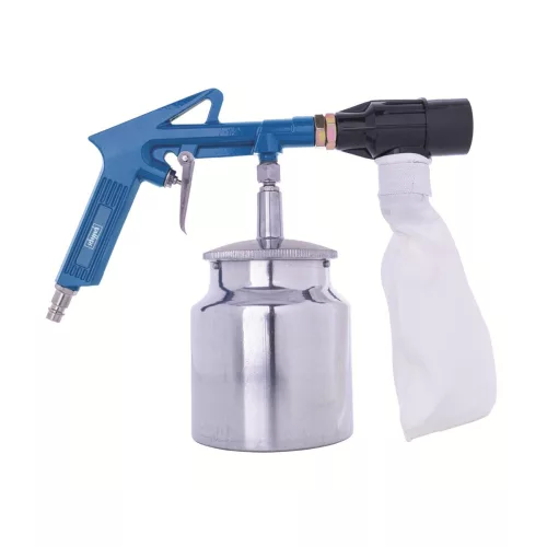 Scheppach pneumatikus homokfúvó pisztoly szemcse-visszanyeréssel, 850 ml tartállyal