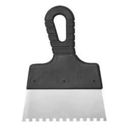  SIBRTEH 150mm 4x4mm fogazott spatulya rozsdamentes, műanyag nyéllel