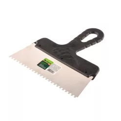   SIBRTEH 200mm 4x4mm fogazott spatulya rozsdamentes, műanyag nyéllel