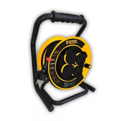 DENZEL 30m 3200W 16A IP44 hosszabbító kábeldob 4 aljzat
