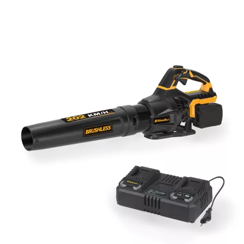 Riwall PRO RABL 3220i SET akkus lombfúvó 2x20 V, 325 km/h, 2x4 Ah akkuval és töltővel