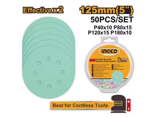INGCO Tépőzáras fíbertárcsa 125 mm 8 lyukas (50 db)