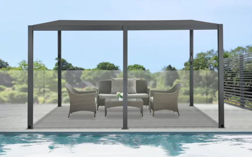 Riwall PRO RMBP 13x10 bioklimatikus pergola 4x3 m, dönthető lamellás tetővel, antracit