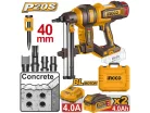 INGCO Akkus beton szögbelövő 40 mm szénkefe nélküli 20 V (2 x 4,0 Ah akku + töltő)