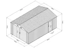 Riwall PRO RMCG 20x13 fém garázs 3,8x6 m, 22,18 m², nyeregtetős, zárható, antracit
