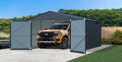 Riwall PRO RMCG 20x13 fém garázs 3,8x6 m, 22,18 m², nyeregtetős, zárható, antracit