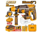 INGCO Akkus kombikalapács 2,5 J SDS-Plus szénkefe nélküli 20 V (2 x 4,0 Ah akku + töltő)