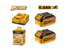 INGCO Akkumulátor és töltő szett 20 V (2 x 5,0 Ah akku + 4,0 A töltő)