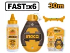 INGCO Festőzsinór készlet 2 részes 30 m (műanyag házas zsinór + kék festék)