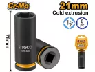 INGCO Hosszú gépi dugókulcs 1/2" 21 mm CrMo